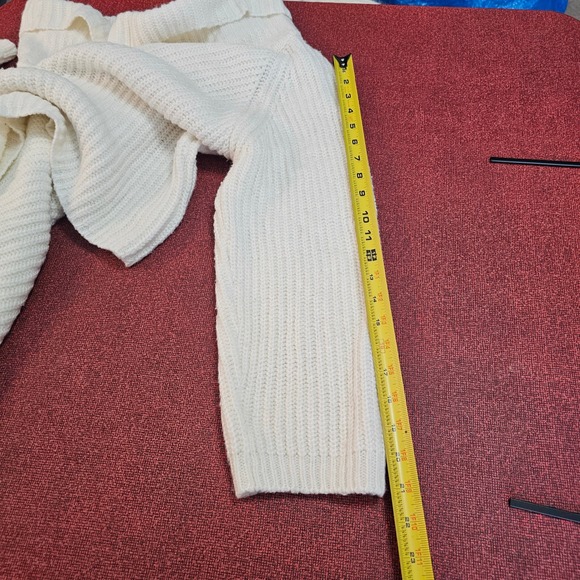 Chunky Cowl Neck Oversized Cropped Sweater L Ivory Slouchy Ribbed Casual Relaxed - Picture 9 of 11